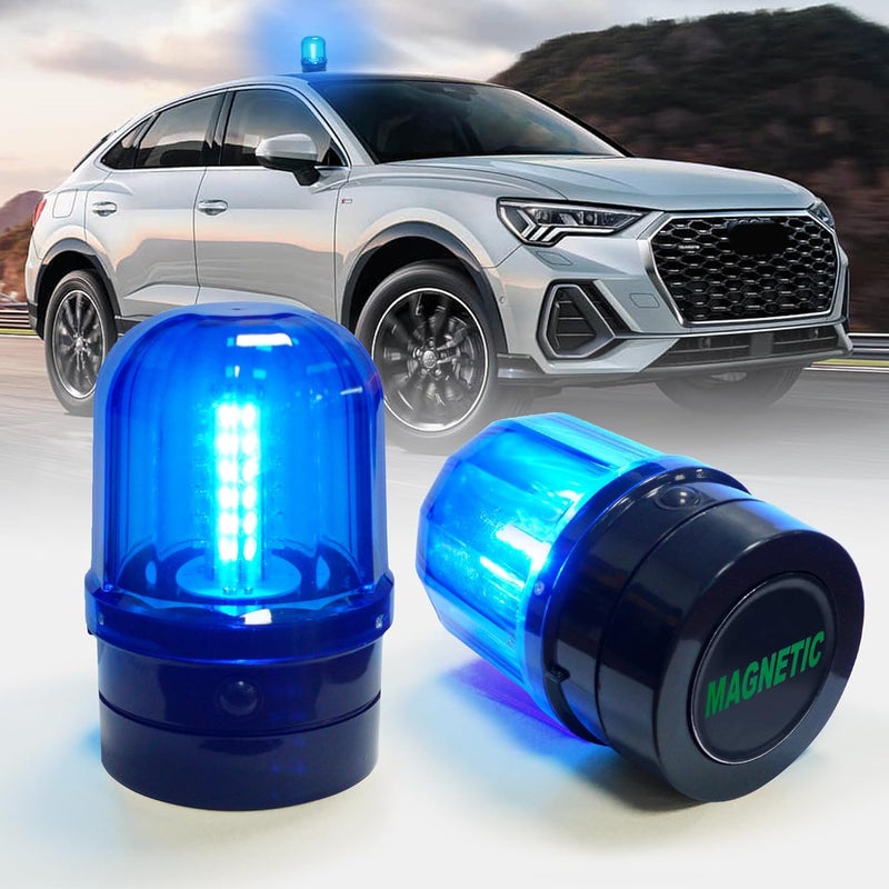 ELLUMIN 6" Blue Rotating Flashing Beacon Light, LED Strobe Rotating Light with Magnetic Base for Vehicle Forklift Truck Tractor Golf Carts UTV Car Bus and Club Party Show Bar(Blue, 1 Pack - Image 1
